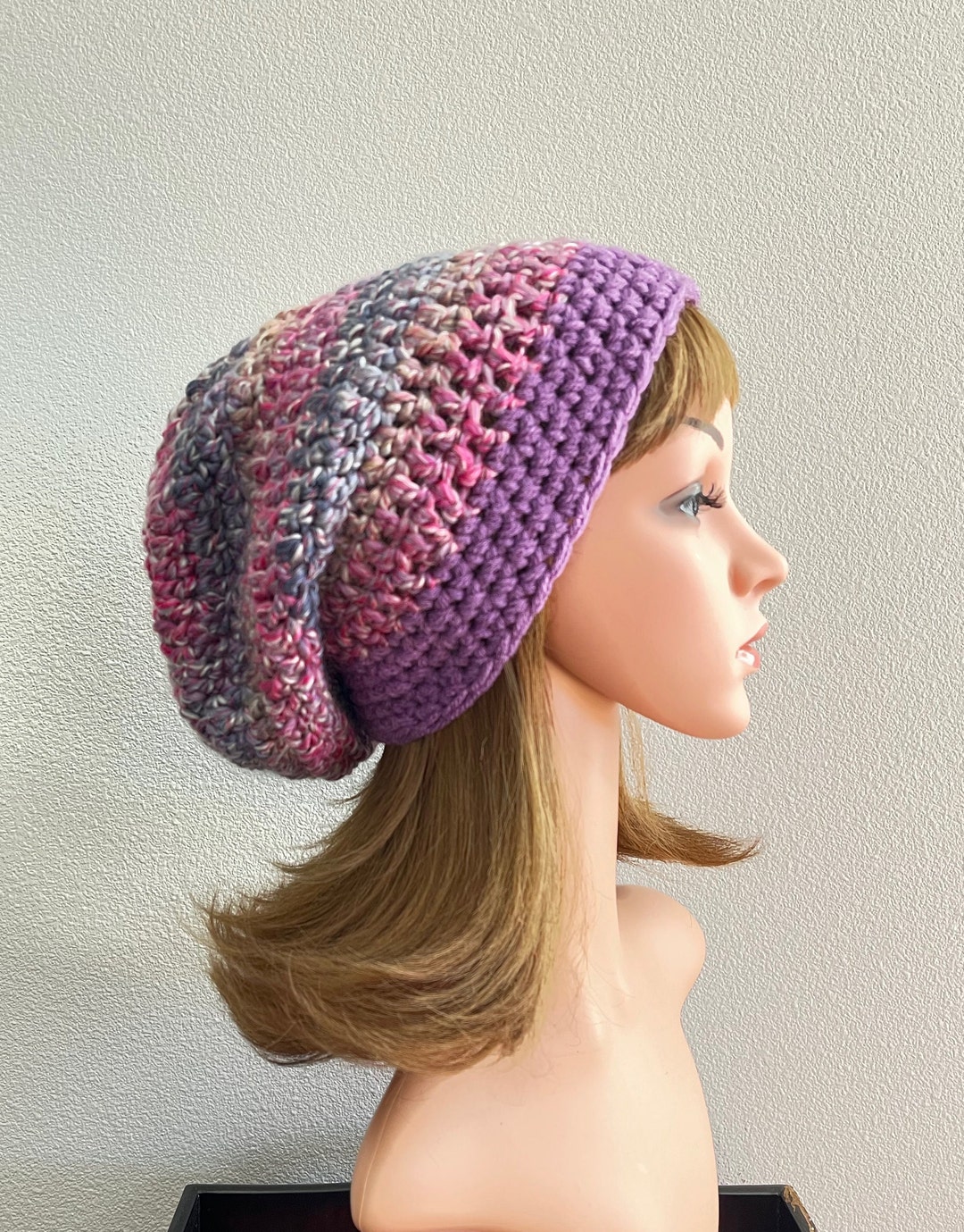 Long Slouchy Boucle Hat, PICK Colors, Bulky Slouch Beanie, Winter