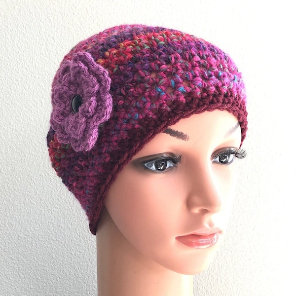 Crochet chemo cap, PICK Colors, READY to SHIP,  cancer headware, simple chemo hat, basic chemo beanie, chemo flower hat, free shipping.