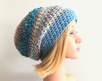 Crochet striped slouch hat, PICK COLORS, NEW listing, winter slouch hat, women's  crochet slouch beanie, ready to ship, free shipping.