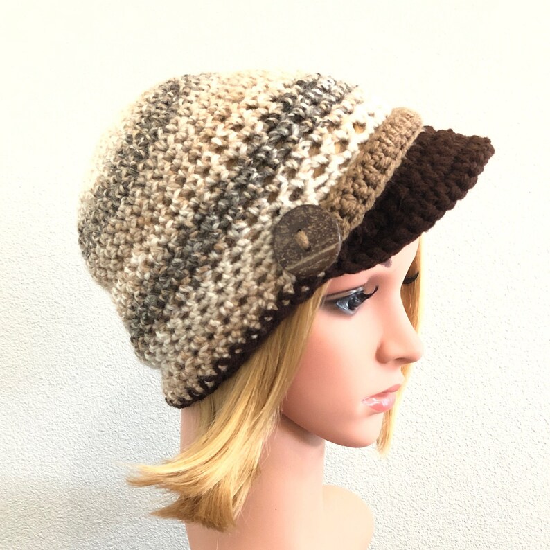 ladies crochet brimmed hat
