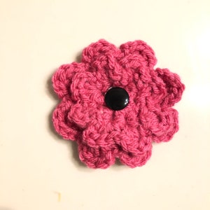 Crochet flower, clasp on flower, single flower accessory, you pick color flower, hat flower, barrette flower, flower decoration, hat flower.