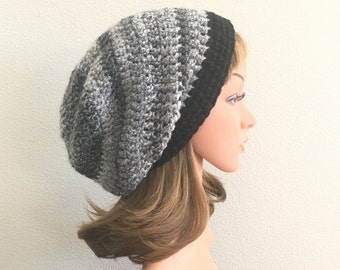 Striped slouch hat, PICK colors, READY to SHIP, women's slouchy hat, crochet slouchy hat, knit slouch hat, crochet slouchy beanie, free ship