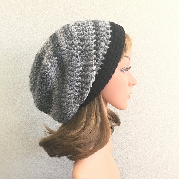 Striped slouch hat, PICK colors, READY to SHIP, women's slouchy hat, crochet slouchy hat, knit slouch hat, crochet slouchy beanie, free ship