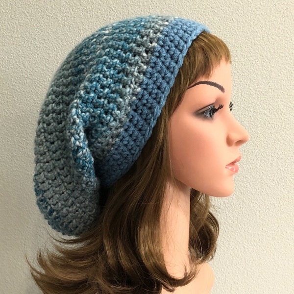 Extra LARGE,LONG slouchy beanie, PICK tweedy colors, ready to go, oversized slouch, crocheted large slouchy hat, contrasting band, free ship