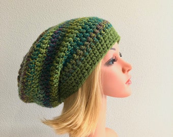 Striped slouch hat, PICK NEW colors, NEW listing, women's slouch hat, crochet slouch hat, tweedy slouch beanie, ready to ship, free ship.