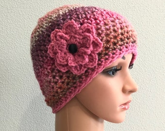 Crochet chemo cap, PICK NEW colors, READY to ship, cancer headwear, simple chemo hat, basic chemo beanie, chemo flower beanie, chemo cap.