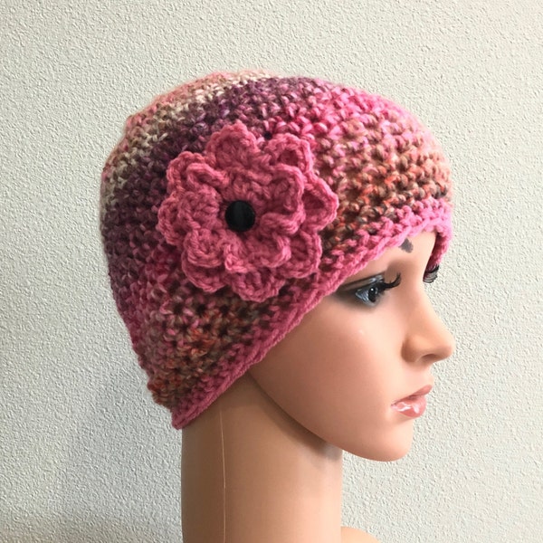 Crochet chemo cap, PICK NEW colors, READY to ship, cancer headwear, simple chemo hat, basic chemo beanie, chemo flower beanie, chemo cap.