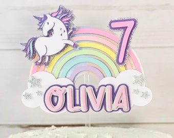 Unicorn Cake Topper, Rainbow Cake Topper, Rainbow Unicorn Birthday