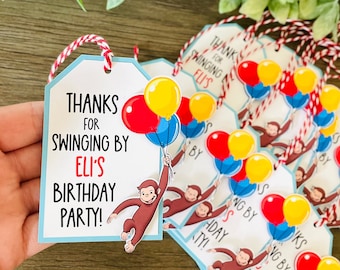 Curious George Favor Tags, Curious George Birthday