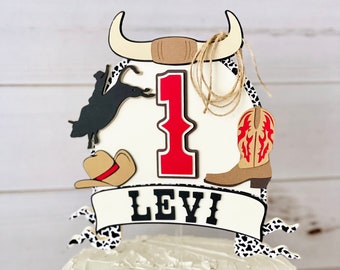 First Rodeo Cake Topper, Western Cake Topper, Cowboy, Cowgirl Topper