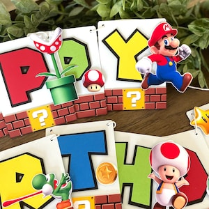 Super Mario banner, Mario Party, Mario Birthday Decor