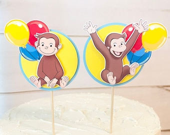 Curious George Cupcake Toppers, Curious George Birthday, Curious George Decor