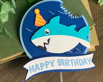 Shark Cake Topper, Shark Birthday Decor, Shark Party, Shark Theme