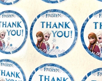 Frozen Favor Stickers, Frozen Thank You Stickers, Frozen Favor Tag