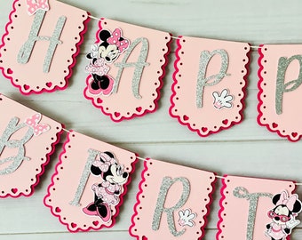 Minnie Mouse Banner, Minnie Mouse Decor, Minnie Birthday, Minnie Cake Topper