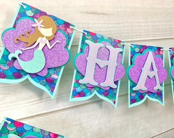 Mermaid Banner, Mermaid Birthday Banner, Under the Sea Banner, Mermaid Party, Under the Sea Party