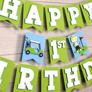 Golf Birthday Banner, Hole in One Banner, Golf Theme, Golf Party