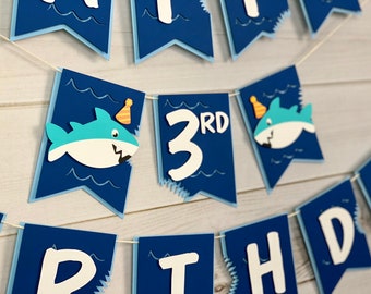 Shark Birthday Banner, Shark Banner, Shark Party, Shark Theme
