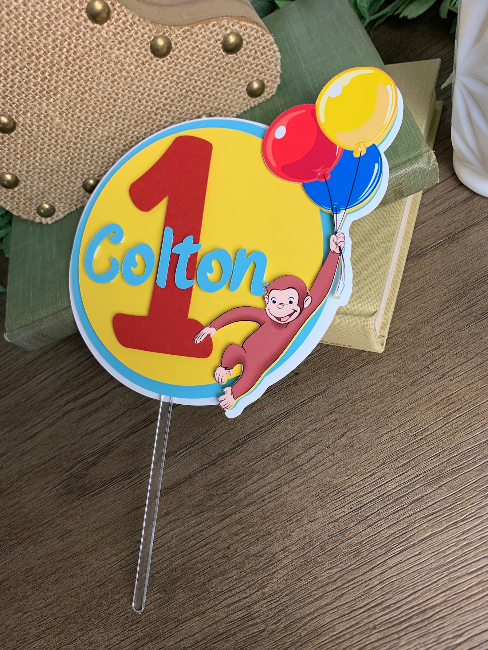 Curious Cake Topper, Curious Birthday, Curious