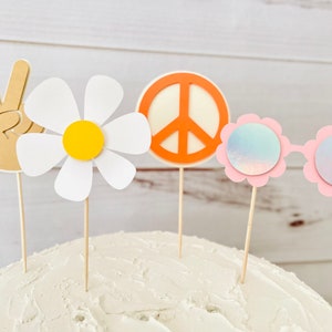 Two Groovy Cupcake Toppers, Hippie Cupcake Toppers