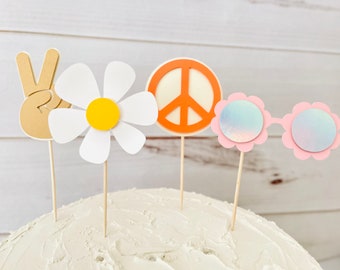 Two Groovy Cupcake Toppers, Hippie Cupcake Toppers