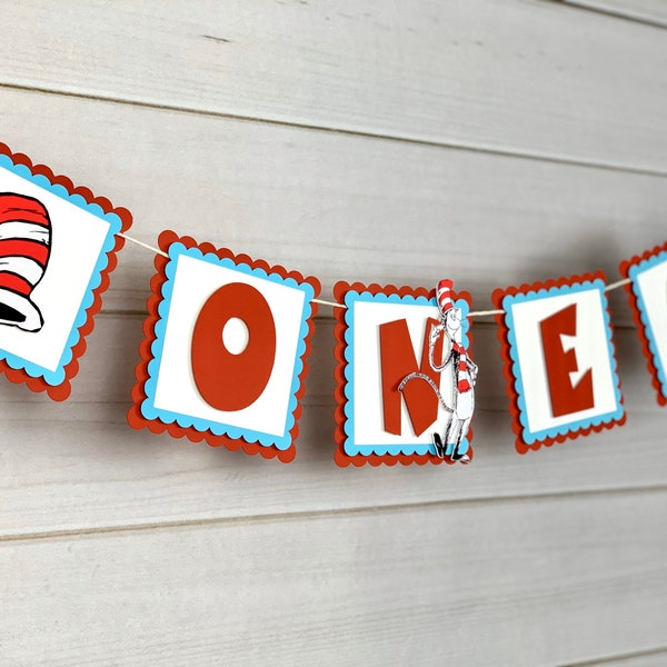 Cat in the Hat Birthday, Dr Seuss Banner, High Chair Banner, Dr Seuss Decorations