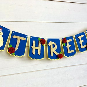 Beauty and the Beast Banner, High Chair Banner, Bell Birthday Banner, Beauty and the Beast Birthday Decor