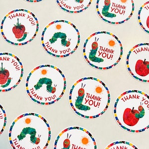 Hungry Caterpillar Stickers, Favor Stickers