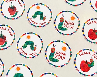 Hungry Caterpillar Stickers, Favor Stickers
