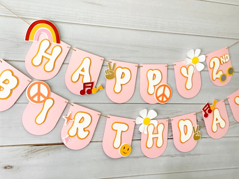 Groovy Banner Two Groovy Birthday Hippie Banner - Etsy