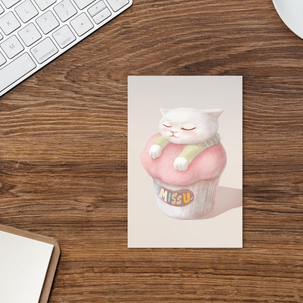 Cute Kitten Cupcake | Food Illustration | Standard Postcard