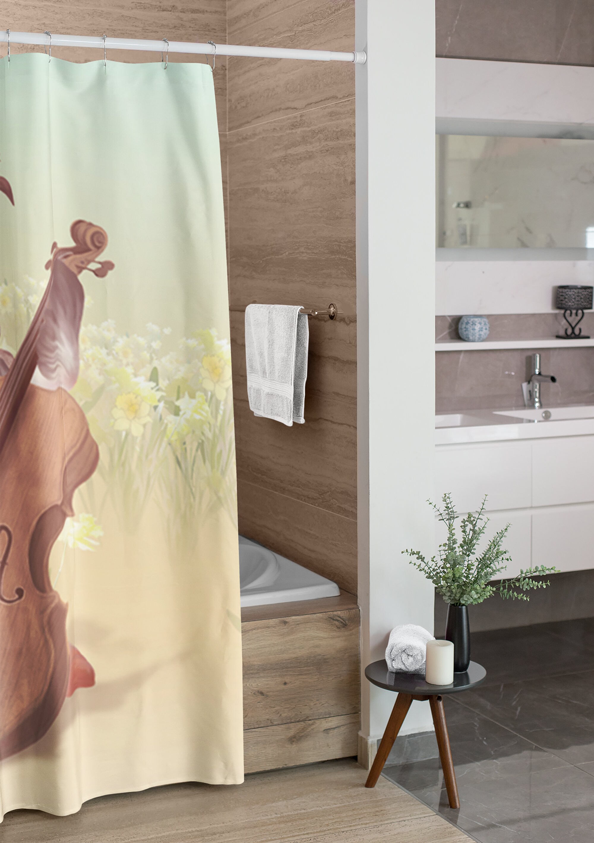 Ostrich Pattern Print Bathroom Shower Curtain