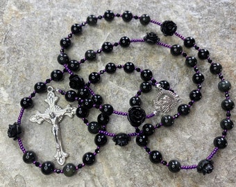 Black Rose and Obsidian Seven Sorrows Rosary • Our Lady of Sorrows Chaplet • Servite • Dolors