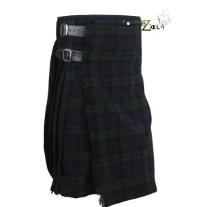 Scottish Black Watch Kilt Men's 5 Yard Casual Tartan Kilt Highland Kilt 13oz Highland Casual Kilt