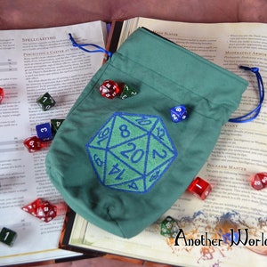 Teal D20 Dice bag DnD Role playing tabletop games