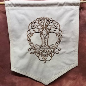 Thor&#39;s hammer tree design wall hanging banner home wedding decorations