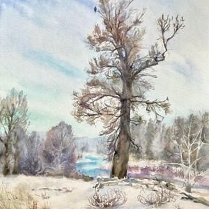 Watercolor original artwork “Methow River bend”