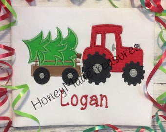 Christmas Tractor Shirt/Name Shirt/Personalized Shirt