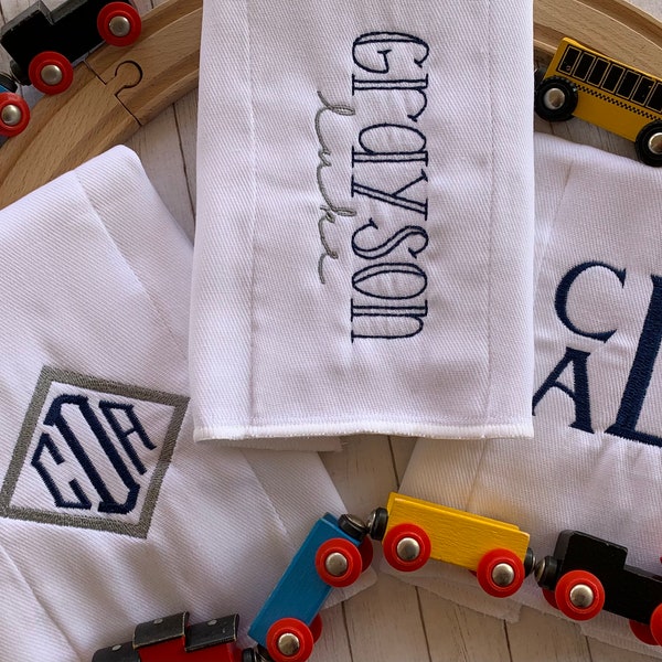 Set of 3 Personalized Baby Burp Cloths - Monogrammed Baby Gift