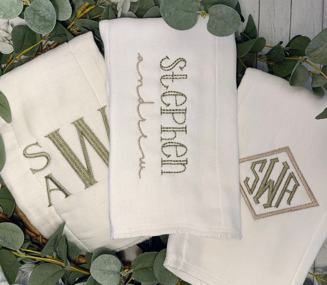 Set of 3 Personalized Baby Burp Cloths Monogrammed Baby Gift Etsy