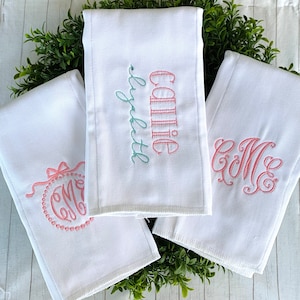 Baby Girl Monogrammed Burp Cloths Set of 3