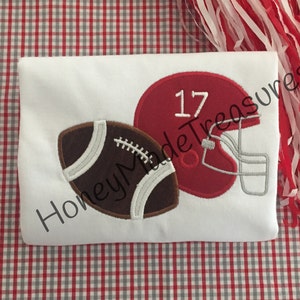 Football and Helmet/Boy&#39;s Personalized Shirt/Sports Appliquéd Shirt/Football Shirt
