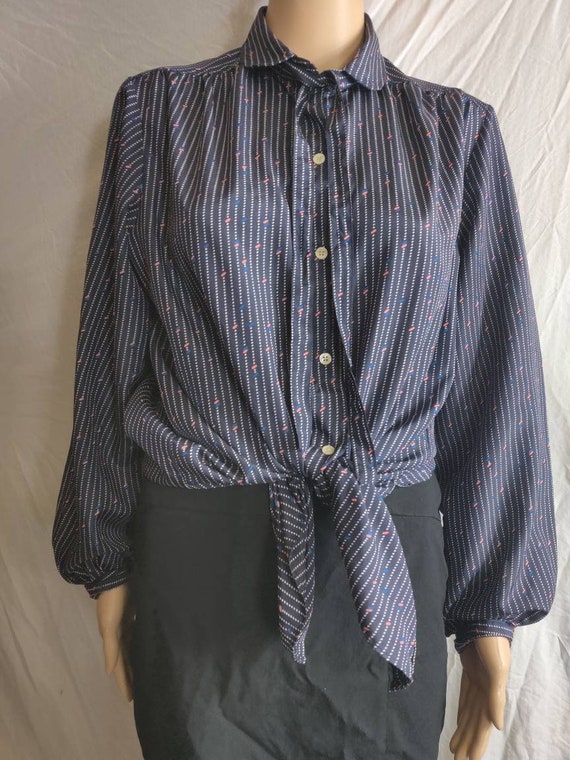 Vintage Blouse - Navy Size 14 vintage blouse - image 1