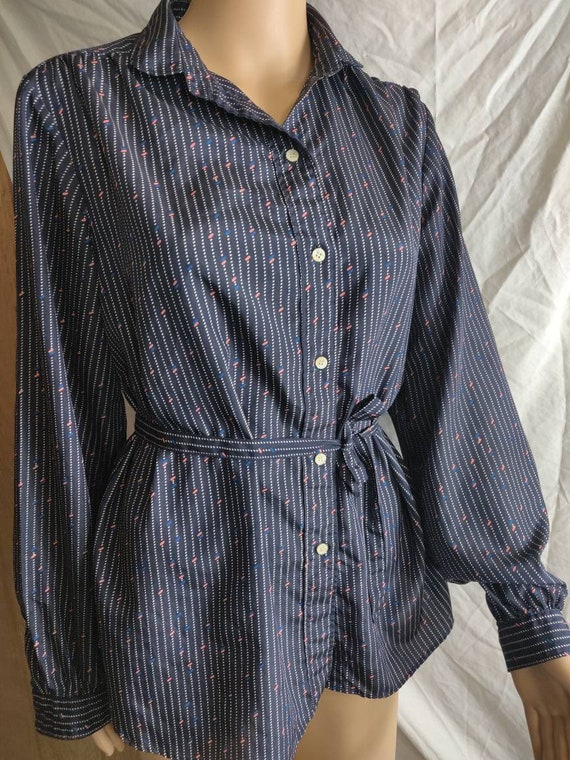 Vintage Blouse - Navy Size 14 vintage blouse - image 5