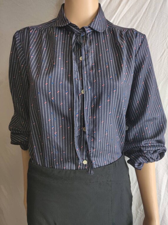 Vintage Blouse - Navy Size 14 vintage blouse - image 4