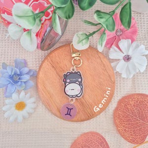Cute Horoscat Zodiac Horoscope Acrylic Charms: Zodiac-inspired Feline Charm | Double-Layered Acrylic | Astrology Gift | Cat Lover&#39;s Delight