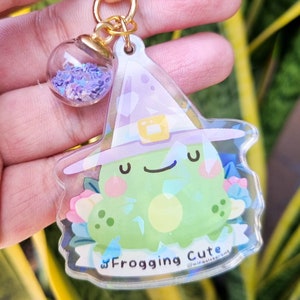 FROG WIZARD Acrylic Hologram Cute Charm Keychain by Winda Lee Draws