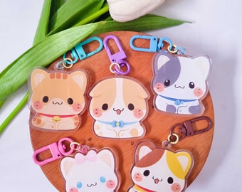 Cute Kitty Acrylic Keychain | Keyring for Cat Lovers | Two Sided - Kawaii Cute Cat Key Charm | Keyring Acrylic Charm