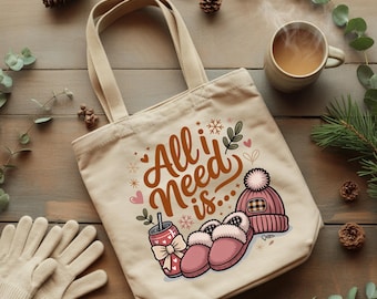 All I Want Is Soda PNG – Cozy Winter Design with Slippers, Knit Hat, Soda Can Clipart for Sublimation, Digital Download Shirt Art