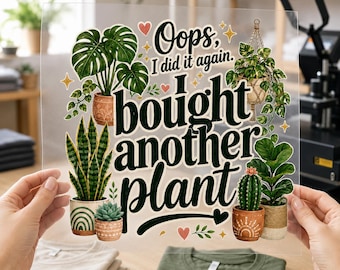 面白い植物好き女性のPNG画像、観葉植物愛好家向けデジタルデザイン（即時ダウンロード）